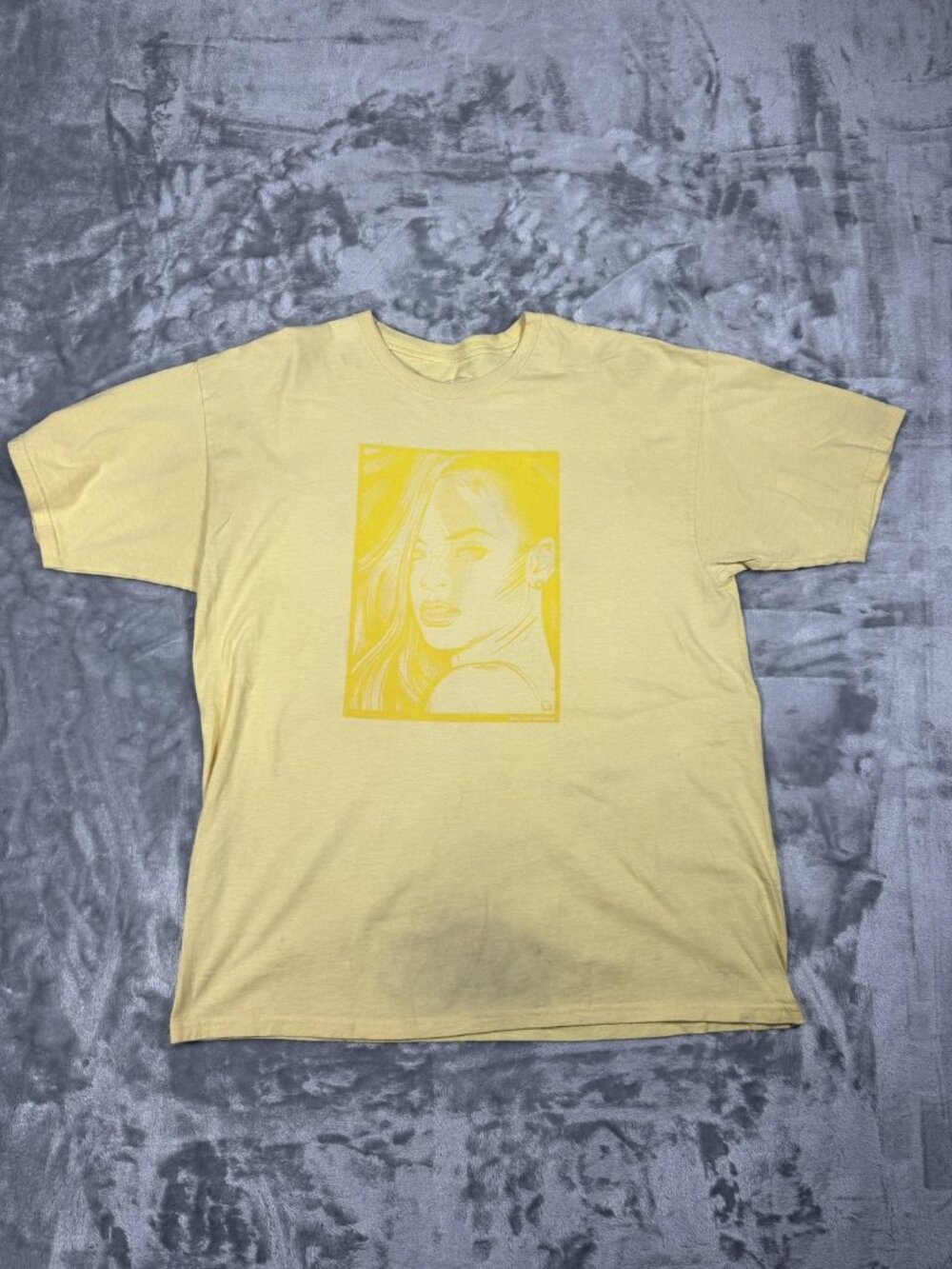 Real Skateboards Shirt Men's XL Yellow Portrait Graphic Tee Skateboarding
